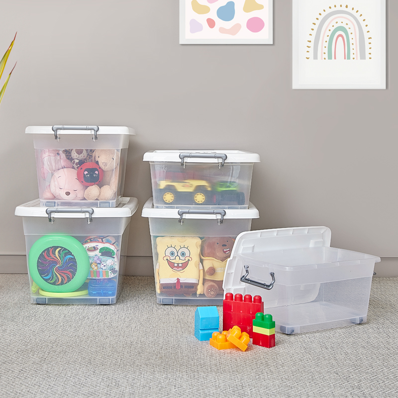 CAJA MEGAUTIL CON RUEDAS 25 L X 6 UND TRANSPARENTE GRIS