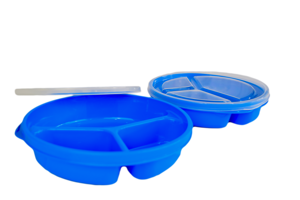 PORTACOMIDAS 3 DIVISIONES X 24 UND AZUL