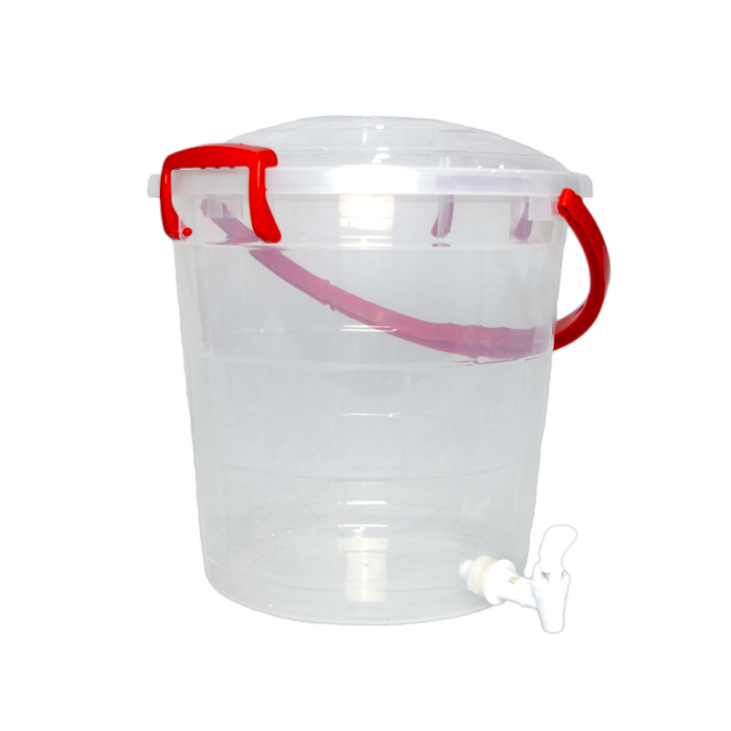 BALDE FANTASIA C/CANILLA 10 L X 12 UND TRANSPARENTE ROJO