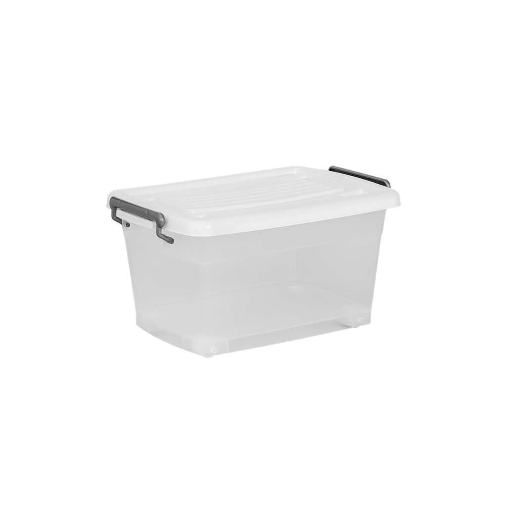 CAJA MEGAUTIL CON RUEDAS 25 L X 6 UND TRANSPARENTE BLANCO
