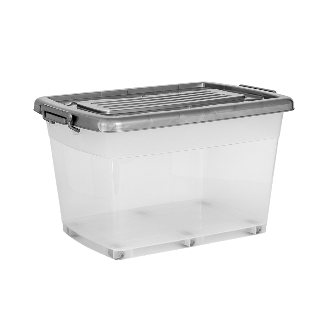 CAJA MEGAUTIL CON RUEDAS 65 L X 6 UND TRANSPARENTE GRIS