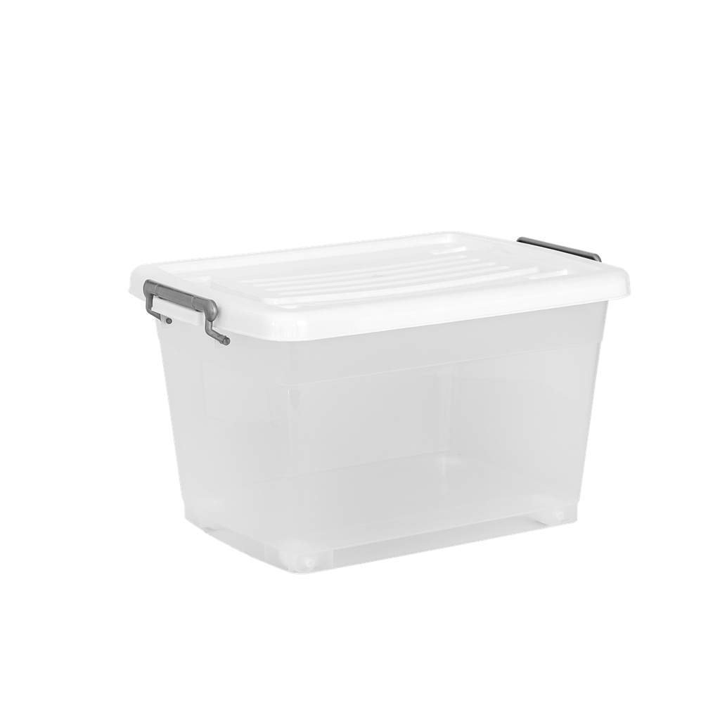 CAJA MEGAUTIL CON RUEDAS 40 L X 6 UND TRANSPARENTE BLANCO