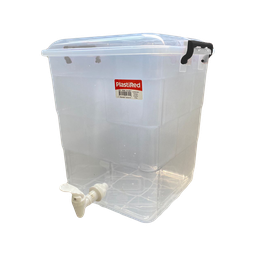 [6577/NEGRO] ﻿CONTENEDOR FANTASIA C/CANILLA 15 L X 14 UND TRANSPARENTE NEGRO﻿