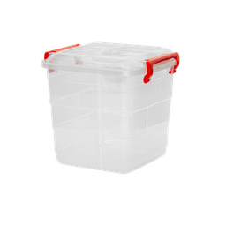 [6548/ROJO] ﻿CONTENEDOR FANTASIA 15 L X 14 UND TRANSPARENTE ROJO﻿