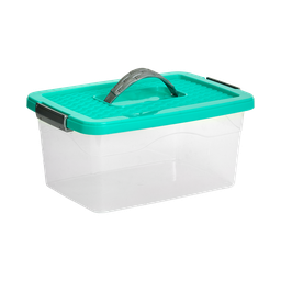 [01522/AZUL] CAJA ORGANIZADORA CON MANIJA 10 L X 12 UND TRANSPARENTE AZUL