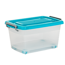 [01694/AZUL] CAJA MEGAUTIL CON RUEDAS 65 L X 6 UND TRANSPARENTE AZUL