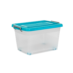 [01693/AZUL] CAJA MEGAUTIL CON RUEDAS 40 L X 6 UND TRANSPARENTE AZUL